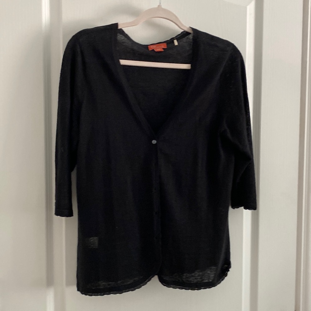 Tommy Bahama black lined cardigan linen